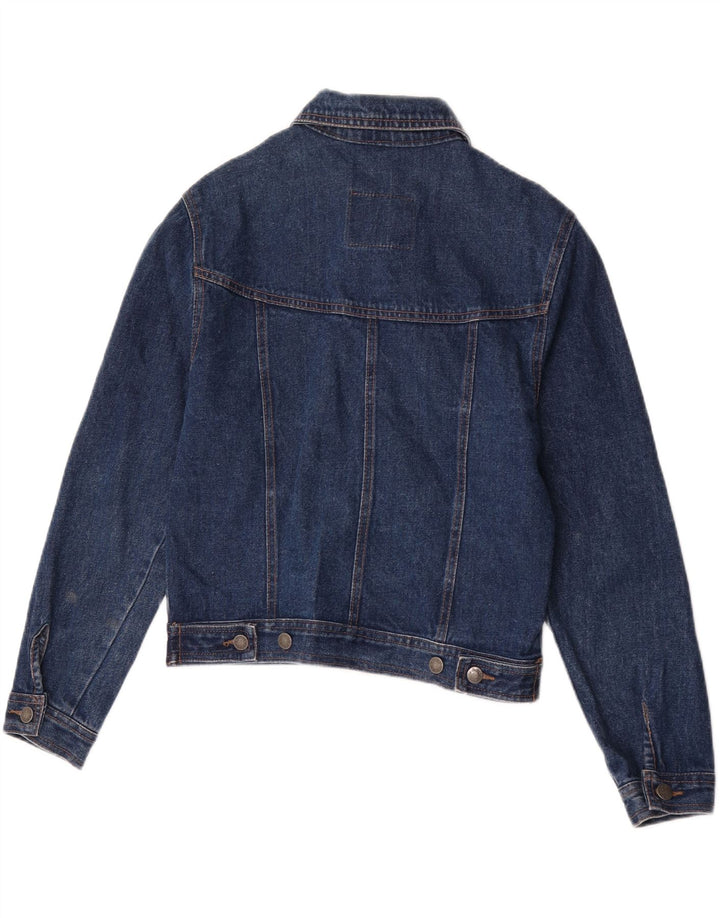 Vintage Dame Crop Denim Jacket UK 14 Medium Blue Cotton