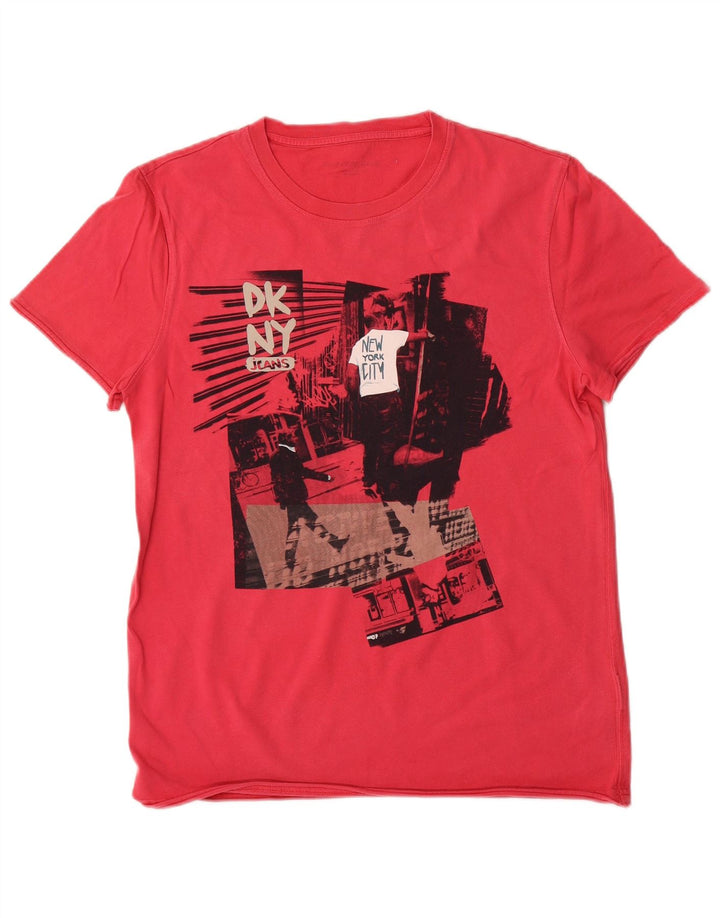 Dkny Herre Grafisk T-Shirt Top Medium Rød Bomuld