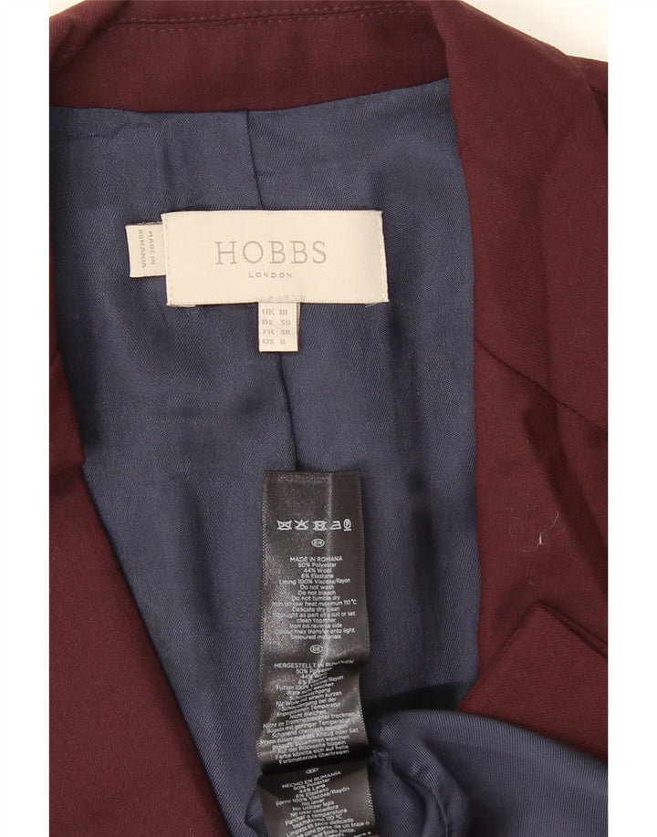Hobbs Dame 1 Knap Blazer Jacket UK 10 Small Bourgogne Polyester