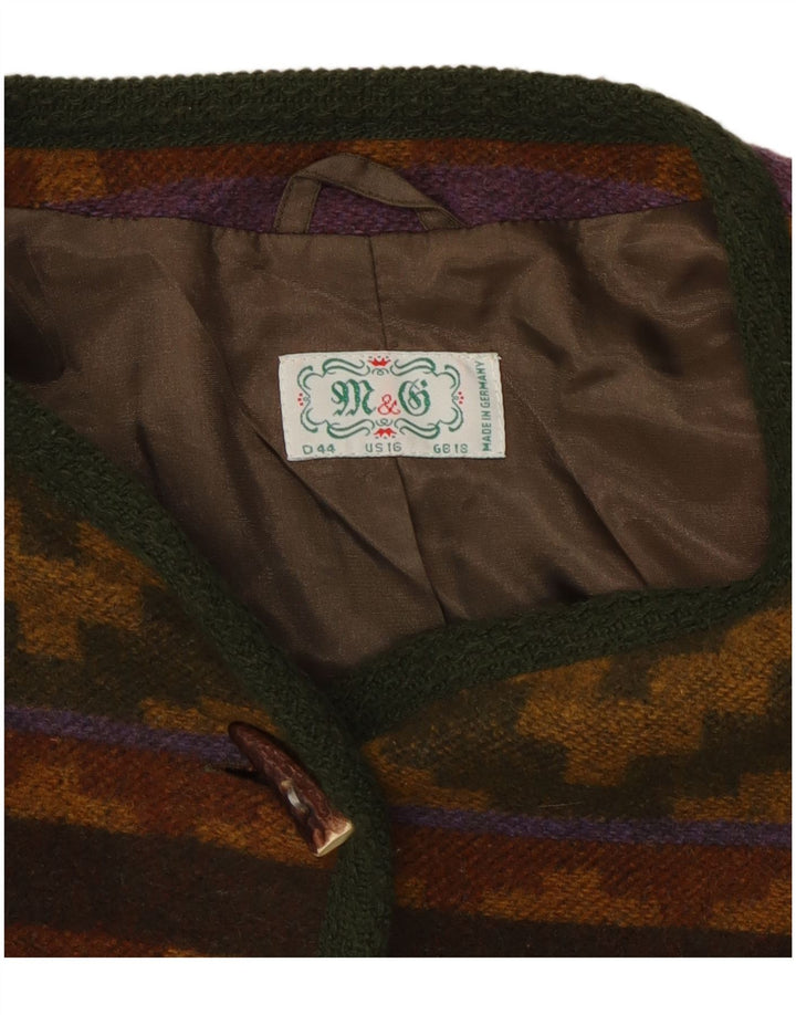 Vintage dame cardigan sweater UK 18 XL Flerfarvet geometrisk uld