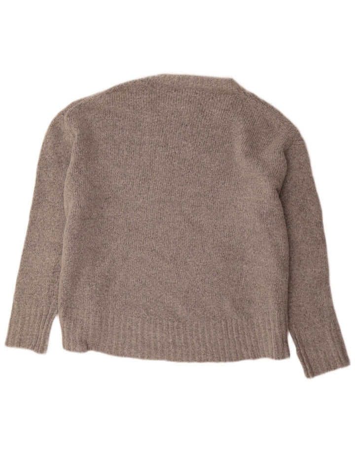 Zara Dame Oversized Boat Neck Jumper Sweater UK 14 Medium Grå Akryl
