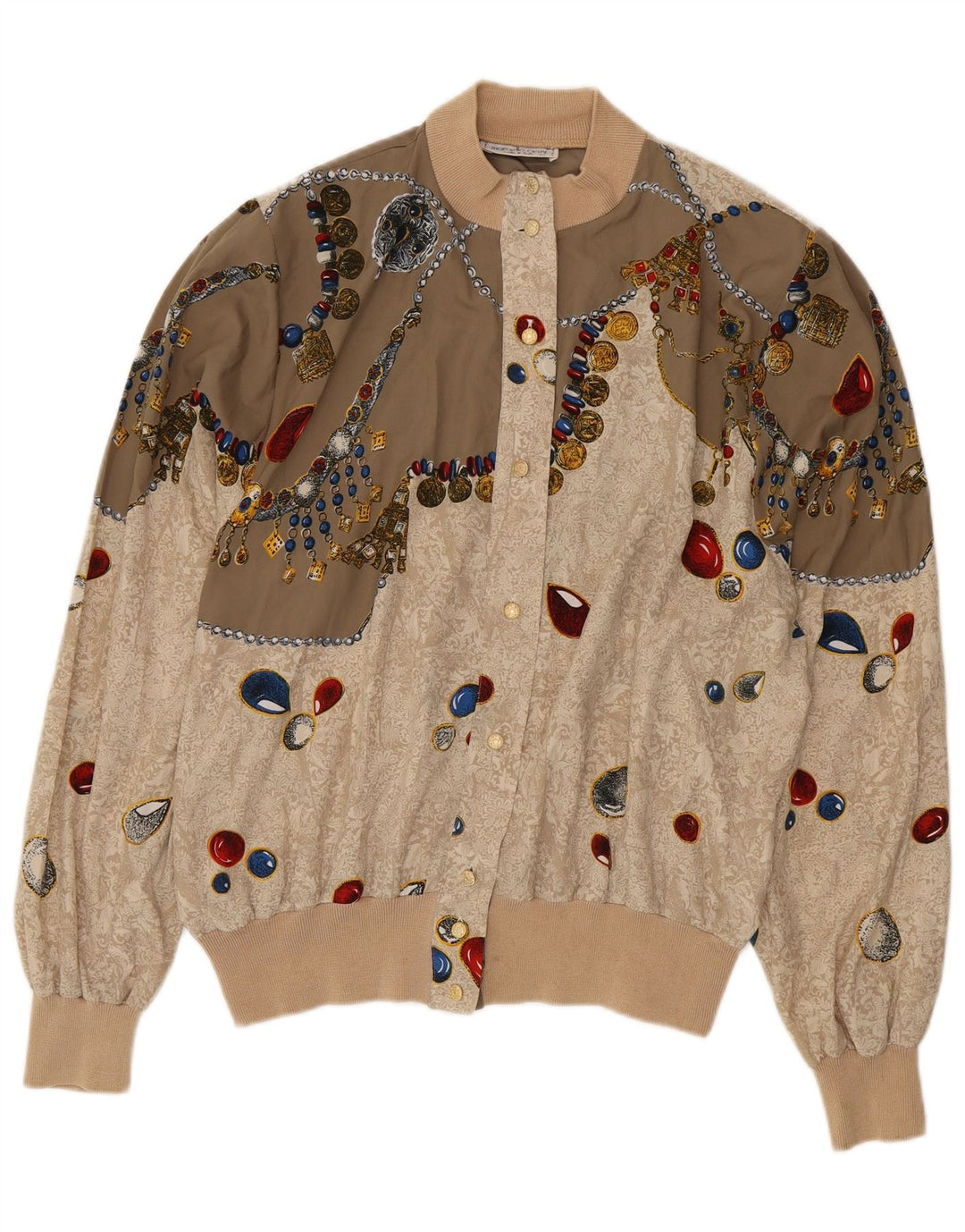 Marcello Cioni Grafisk bomberjakke til kvinder IT 50 XL Beige Colourblock