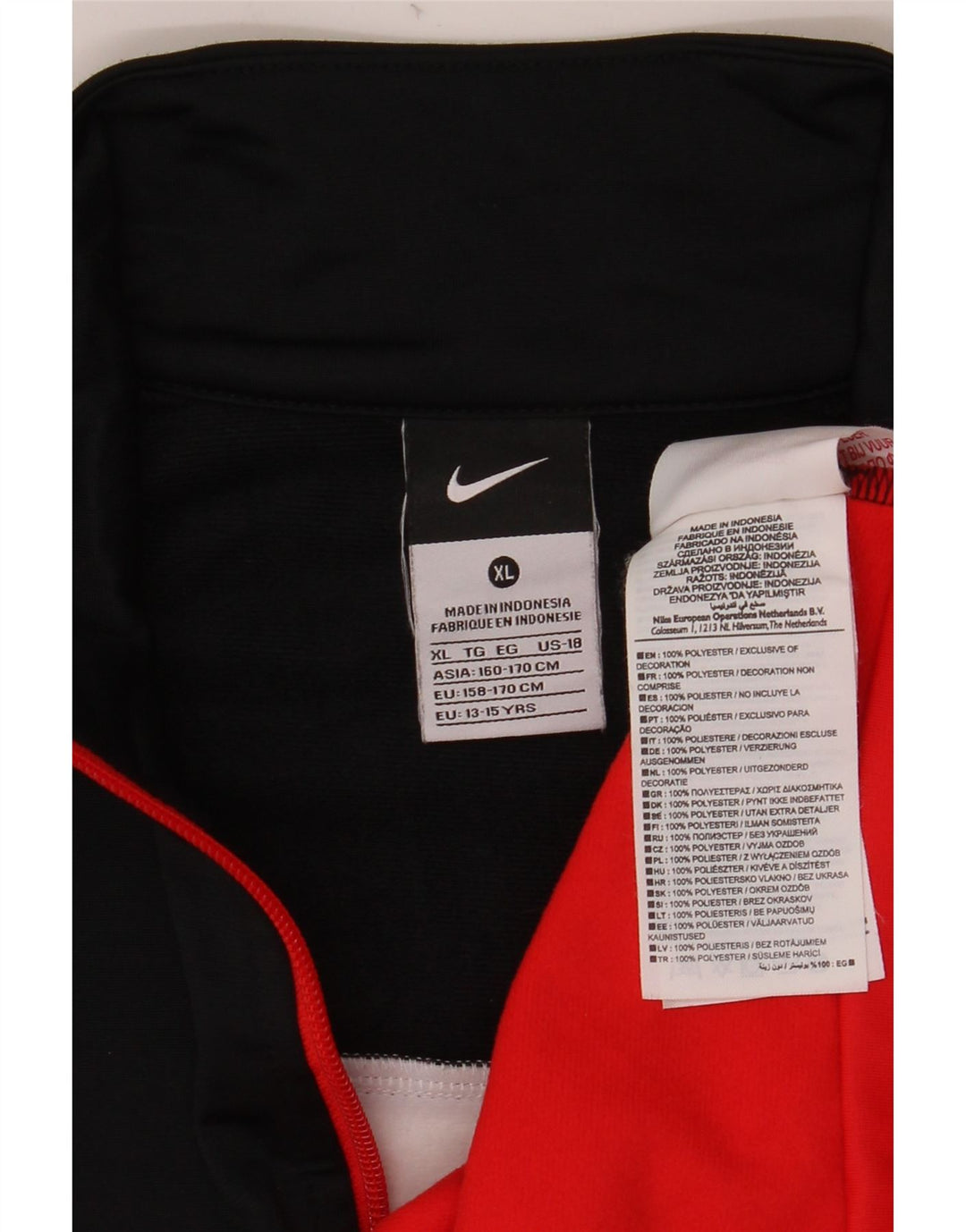 NIKE Træningsdragt topjakke til drenge 13-14 år XL Rød Colourblock Polyester