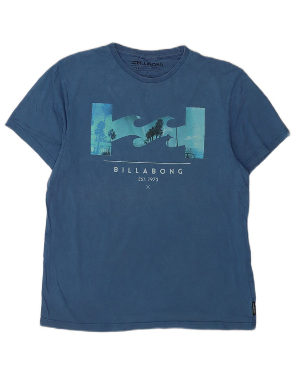 Billabong Herre Grafisk T-Shirt Top Lille Blå Bomuld