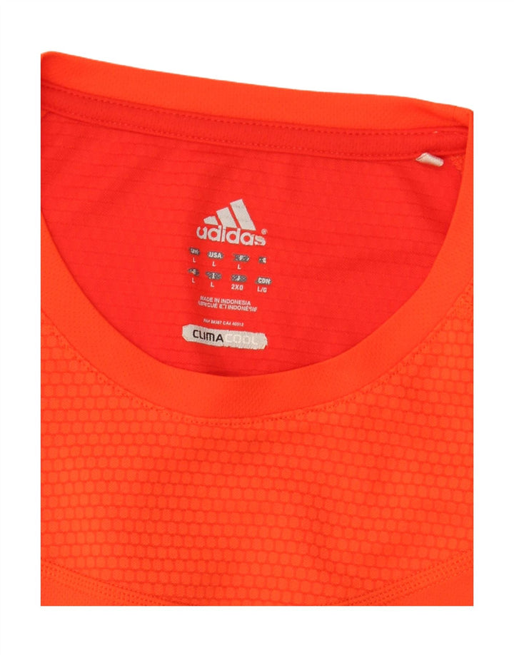 ADIDAS Mens Climacool T-Shirt Top Large Orange Vintage Adidas and Second-Hand Adidas from Messina Hembry 