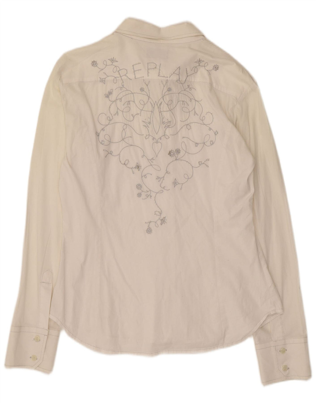 Replay Womens Grafisk skjorte UK 14 Large White Floral