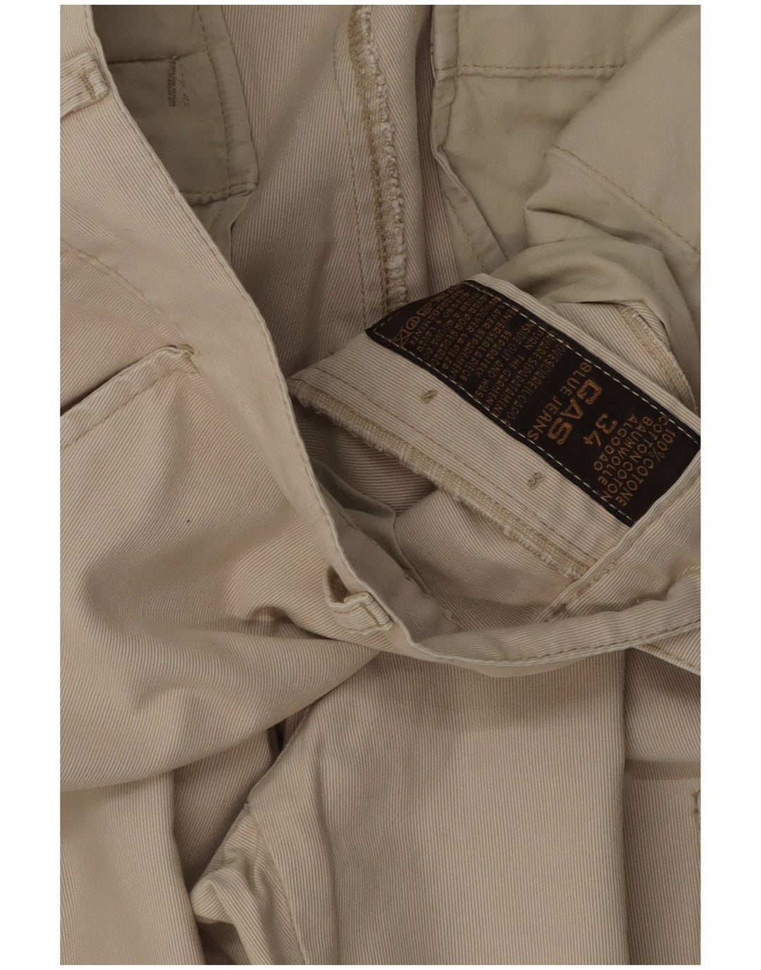 Gas Herre Straight Cargo Bukser W34 L32 Beige Bomuld