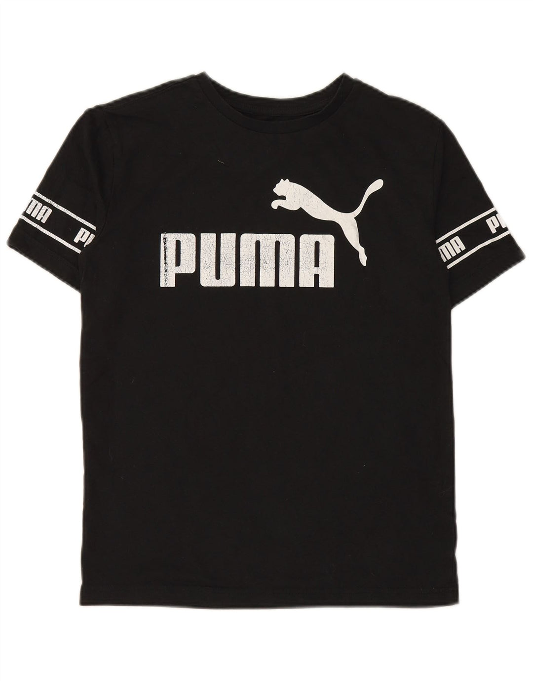 PUMA drenge grafisk t-shirt top 13-14 år stor sort bomuld