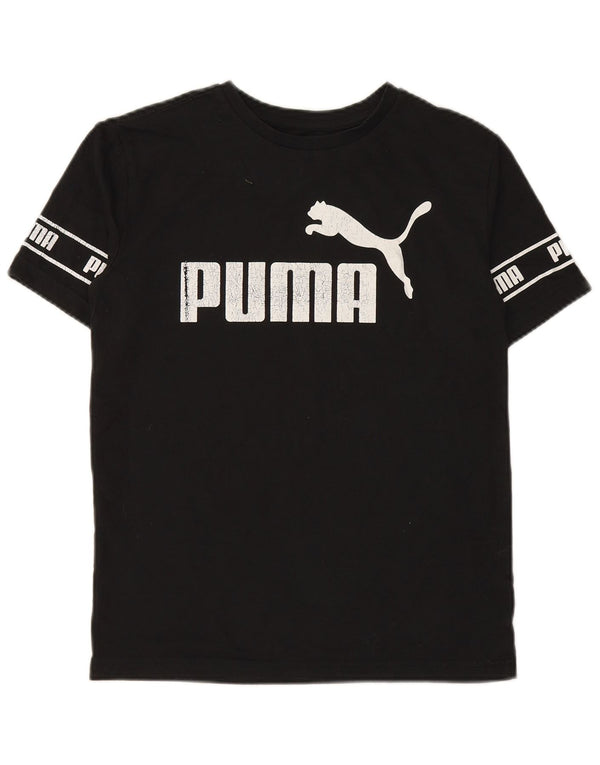 PUMA drenge grafisk t-shirt top 13-14 år stor sort bomuld