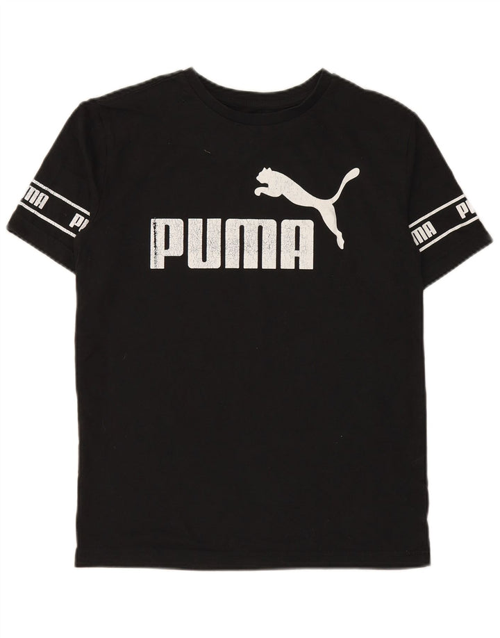 PUMA drenge grafisk t-shirt top 13-14 år stor sort bomuld