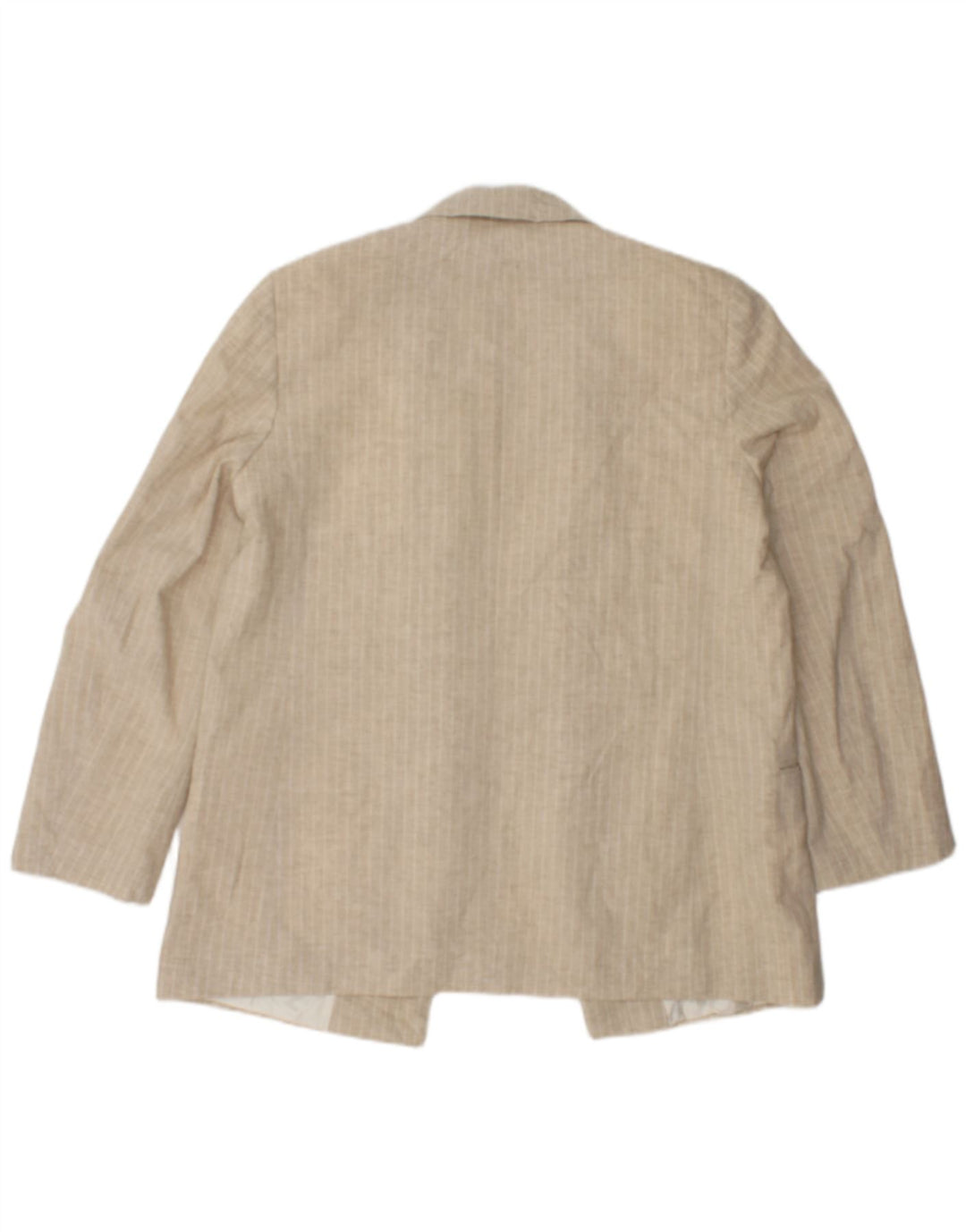 Zara Womens Open Blazer Jacket UK 16 Stor Beige Stribet