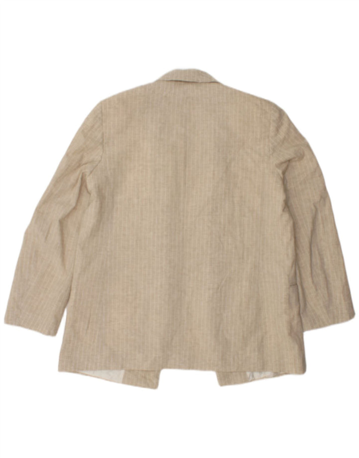 Zara Womens Open Blazer Jacket UK 16 Stor Beige Stribet