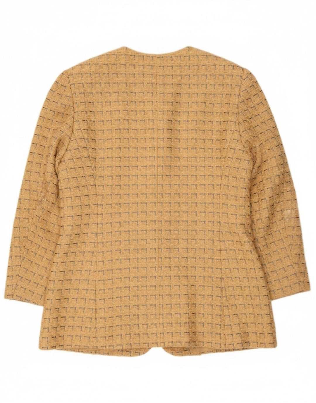 Jaeger Dame 5 Button Blazer Jacket UK 12 Medium Gul Geometrisk Bomuld