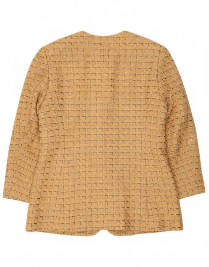 Jaeger Dame 5 Button Blazer Jacket UK 12 Medium Gul Geometrisk Bomuld