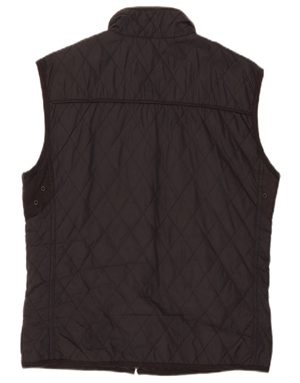 ZARA Herre Quiltet Gilet UK 40 Stor sort nylon
