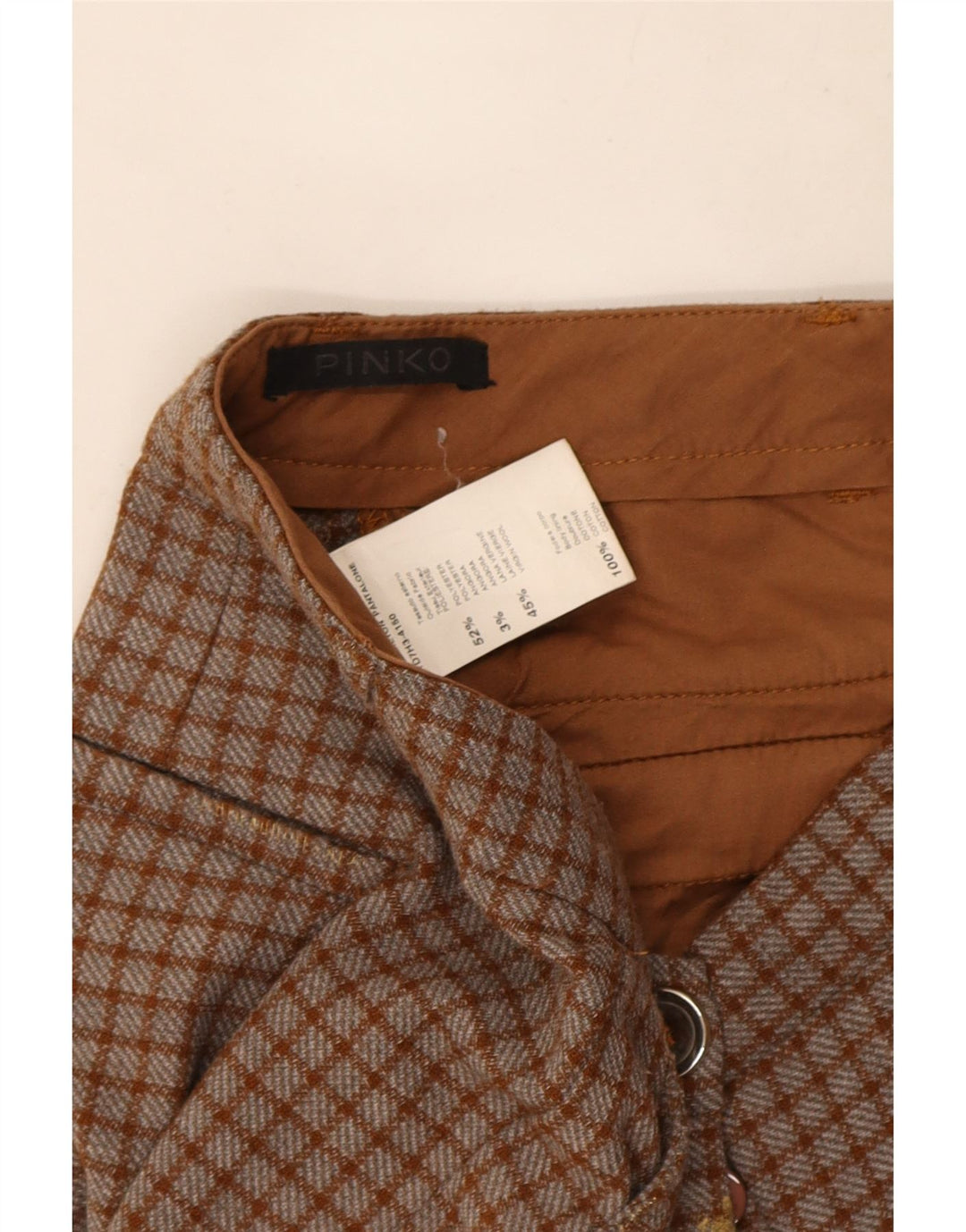 Pinko Slim Chino-bukser til kvinder W26 L26 brun ternet polyester