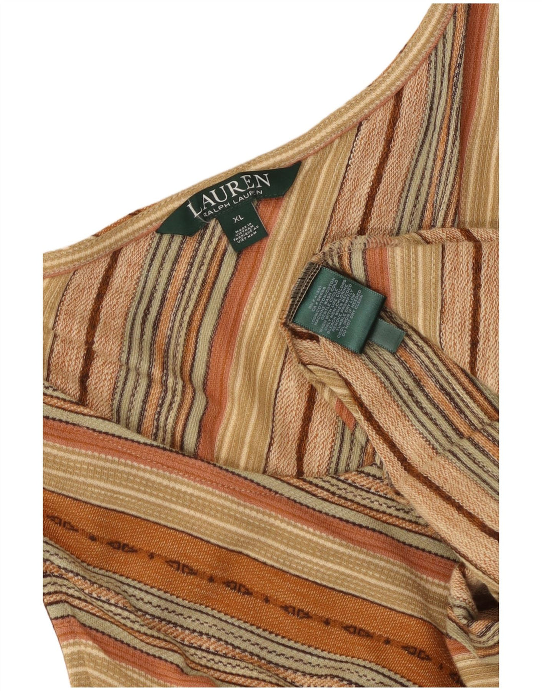 RALPH LAUREN Dame ærmeløs Maxikjole UK 18 XL Beige Stribet