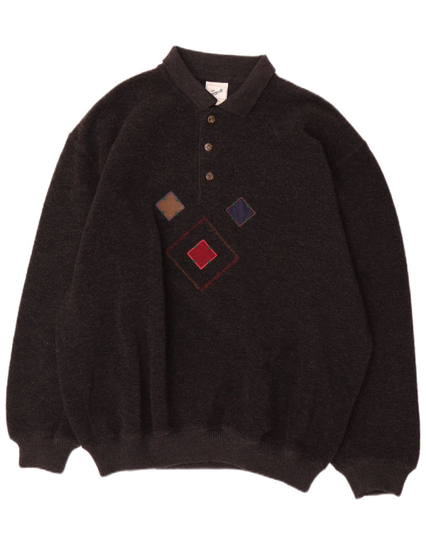 Signe Incognito Herre Polo Neck Jumper Sweater 2XL Grå Argyle/Diamant Wool