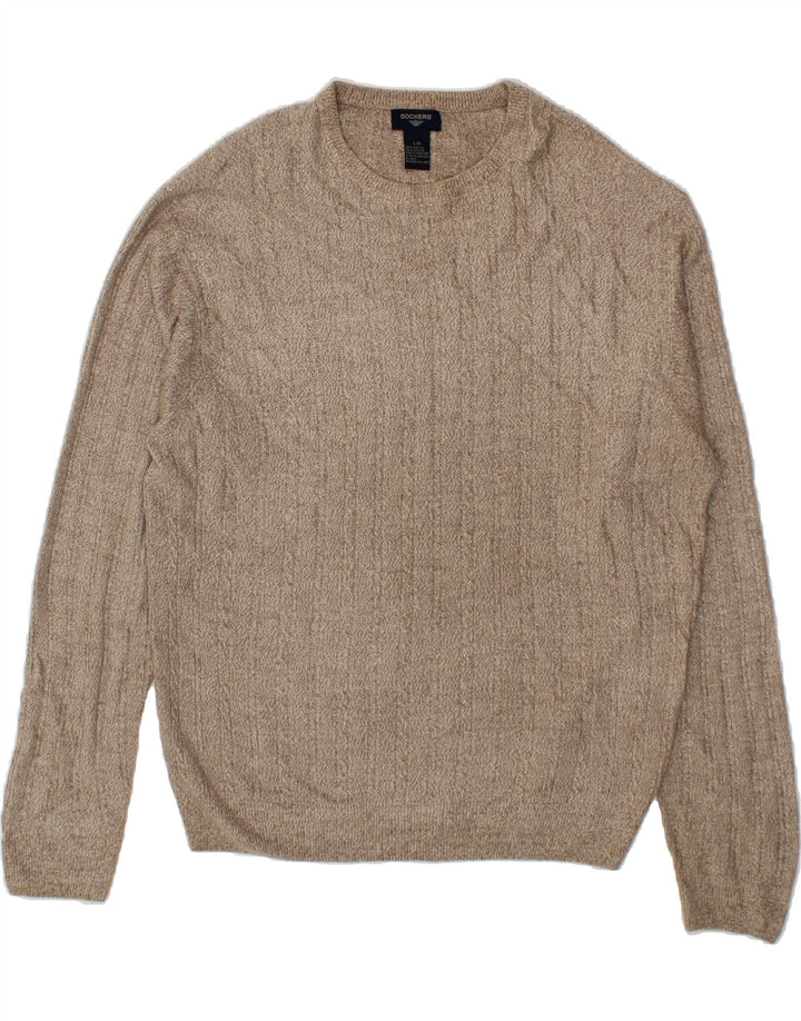 DOCKERS Mens Crew Neck Jumper Sweater Large Beige Acrylic Vintage Dockers and Second-Hand Dockers from Messina Hembry 