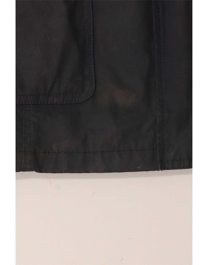 Fat Face Dame Hætte Vokset Bomuldsjakke UK 12 Medium Navy Blue Polyester