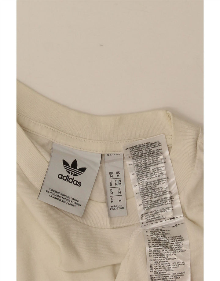 ADIDAS grafisk t-shirt til mænd, medium hvid bomuld