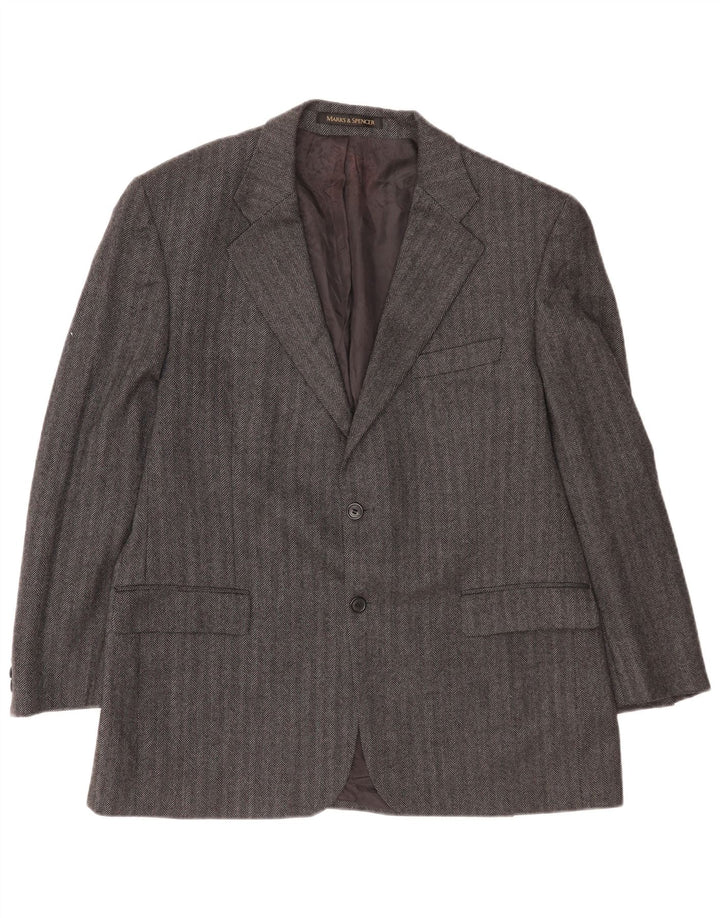 Marks & Spencer Herre 2-knaps blazerjakke UK 44 XL Grå nålestribet uld