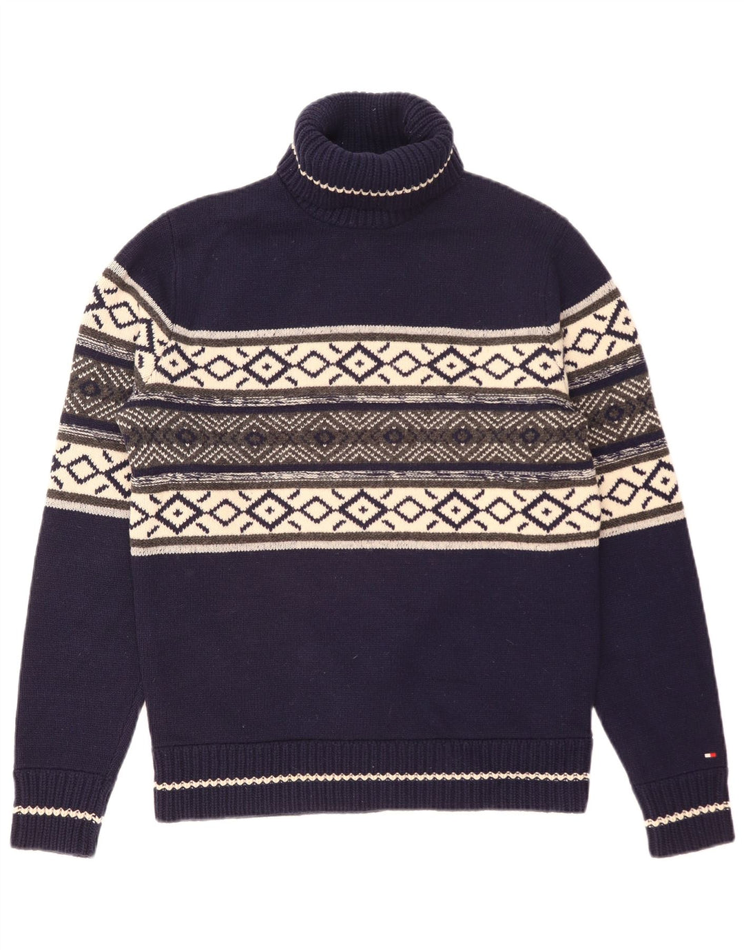 Tommy Hilfiger Herre rullehals sweater Medium Navy Blue Fair Isle