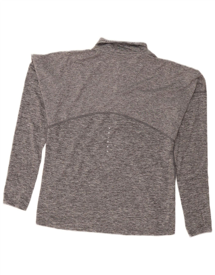 NIKE Mens Dri Fit Zip Neck Top Long Sleeve Small Grey Flecked Polyester