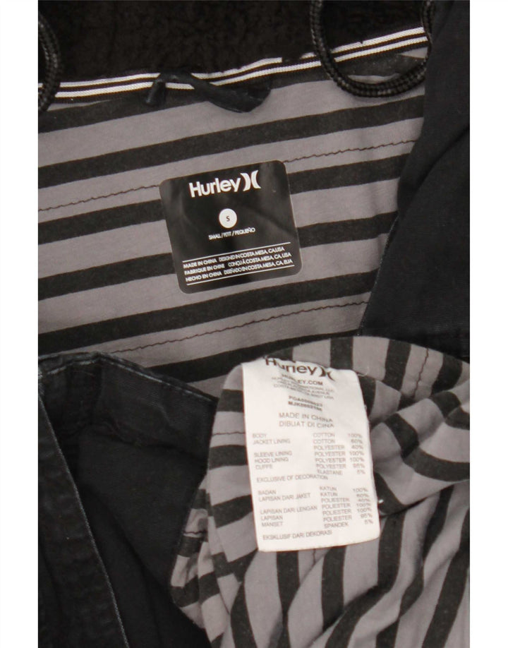 Hurley Herre Hooded Parka Jacket UK 36 Small Black Bomuld