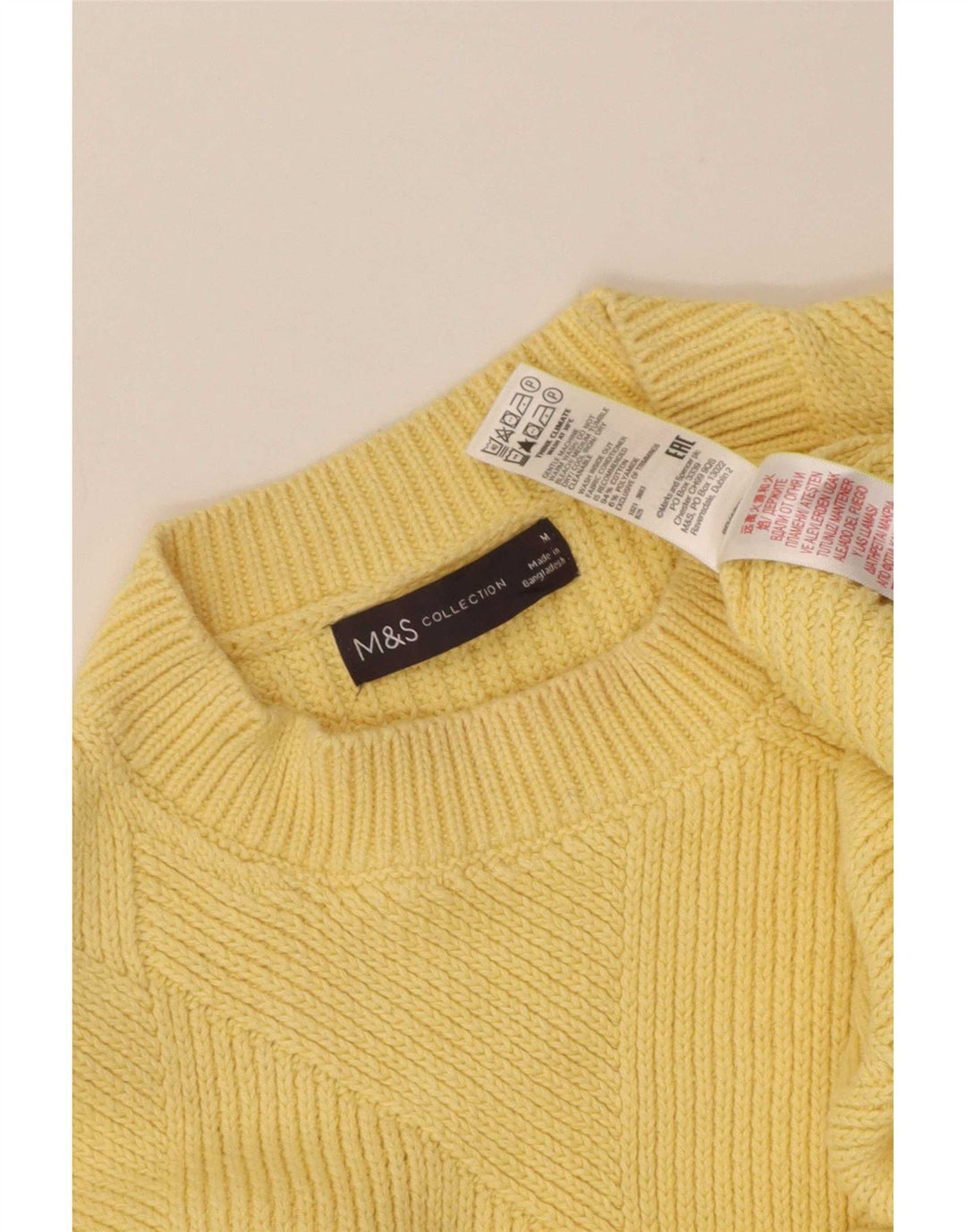 Marks & Spencer Dame sweater med rund hals DK 14 Medium gul bomuld