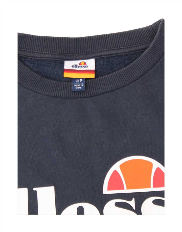 Ellesse Dame Oversized Grafisk Sweatshirt Jumper UK 8 Small Navy Blue