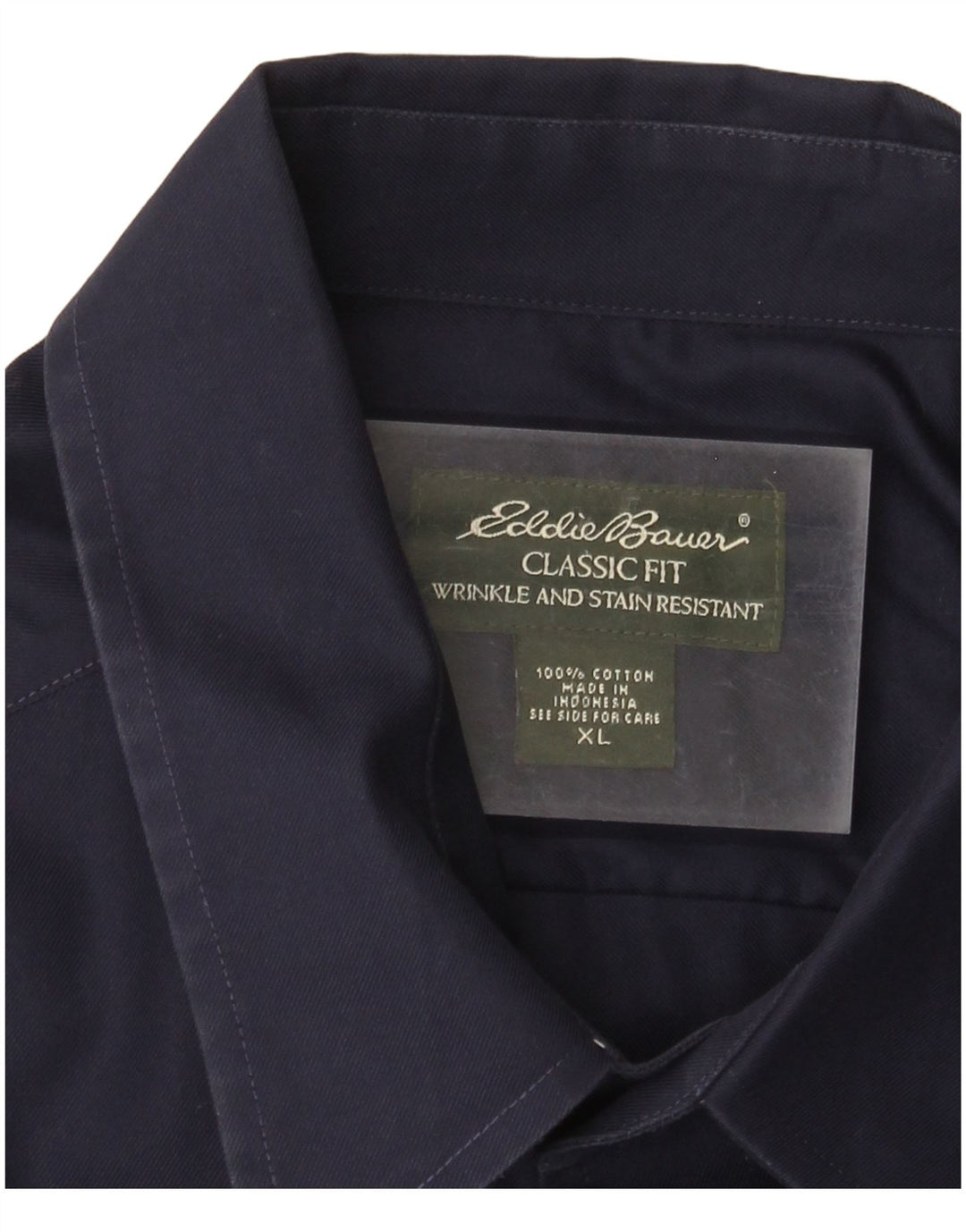 EDDIE BAUER Herre Classic Fit skjorte XL marineblå bomuld