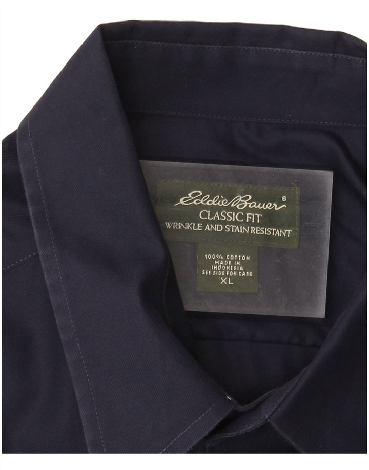 EDDIE BAUER Herre Classic Fit skjorte XL marineblå bomuld