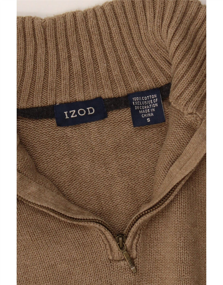 IZOD Womens Zip Neck Jumper Sweater UK 10 Small Beige Cotton Vintage Izod and Second-Hand Izod from Messina Hembry 