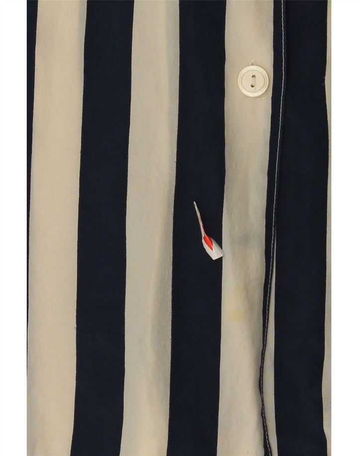 Vintage kortærmet skjortebluse til kvinder IT 42 Mellem marineblå stribet