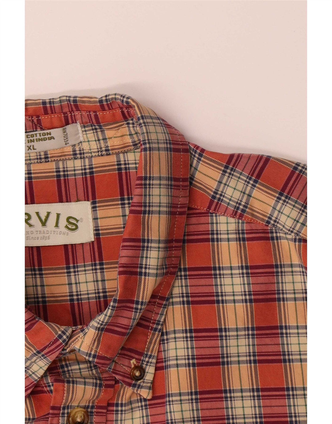 Orvis herre flannelskjorte XL rød ternet bomuld