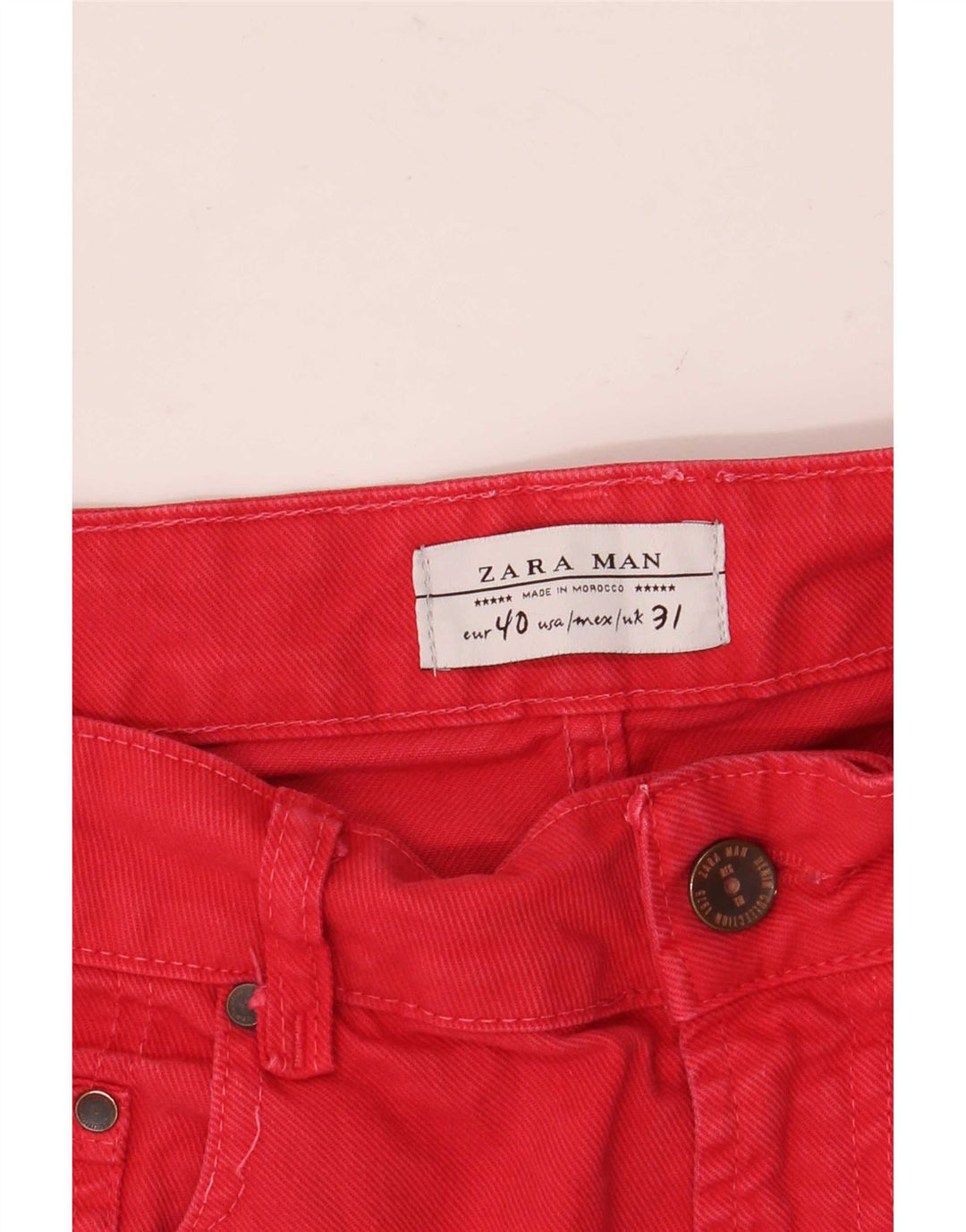 Zara Herre Denim Shorts EU 40 Medium W31 Rød