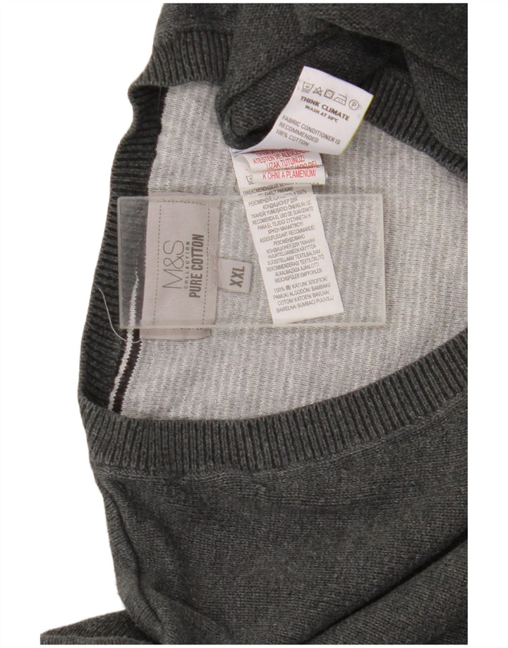 Marks & Spencer Herre V-hals sweater 2XL Grå Bomuld