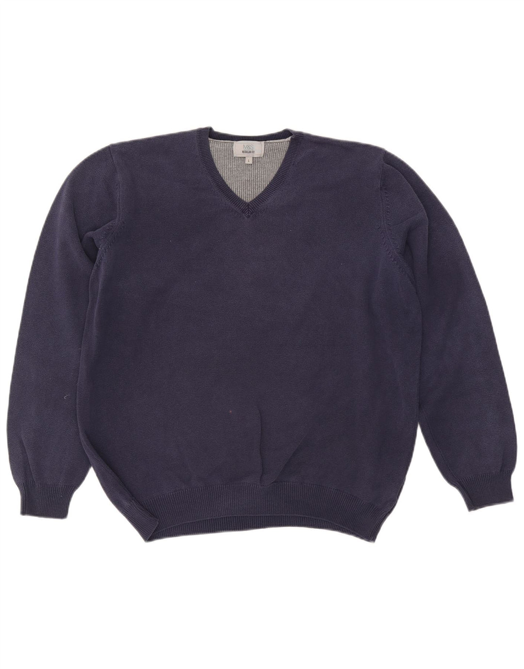Marks & Spencer Herre Regular Fit V-hals sweater Stor marineblå