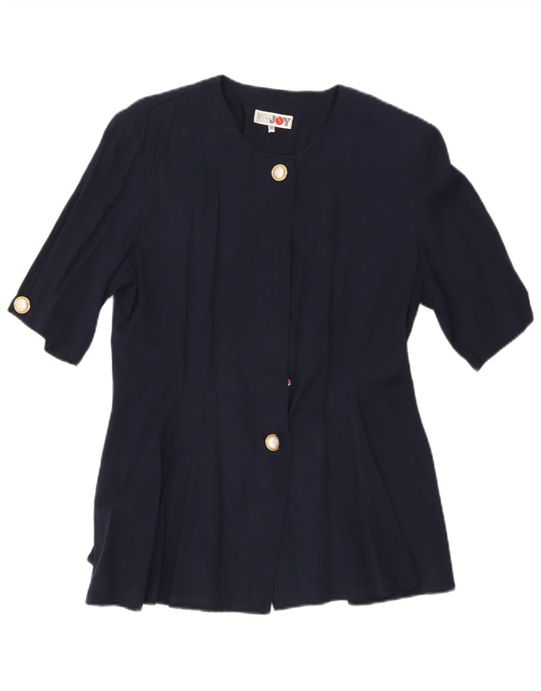 MISS JOY Womens Short Sleeve Shirt Blouse EU 38 Medium Navy Blue Viscose