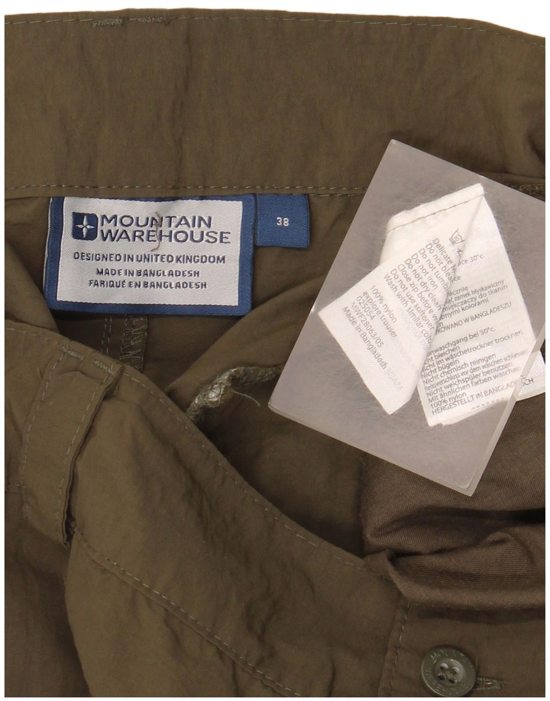 MOUNTAIN WAREHOUSE Herre Straight Cargo Bukser W38 L32 Khaki Nylon