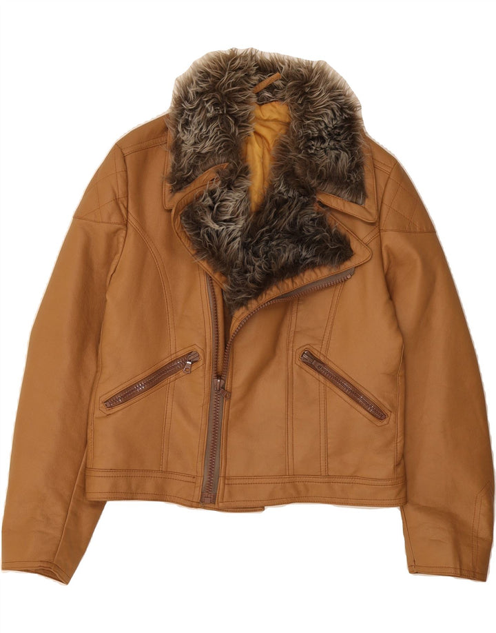 VINTAGE Womens Leather Jacket IT 50 XL Brown Leather Vintage Vintage and Second-Hand Vintage from Messina Hembry 