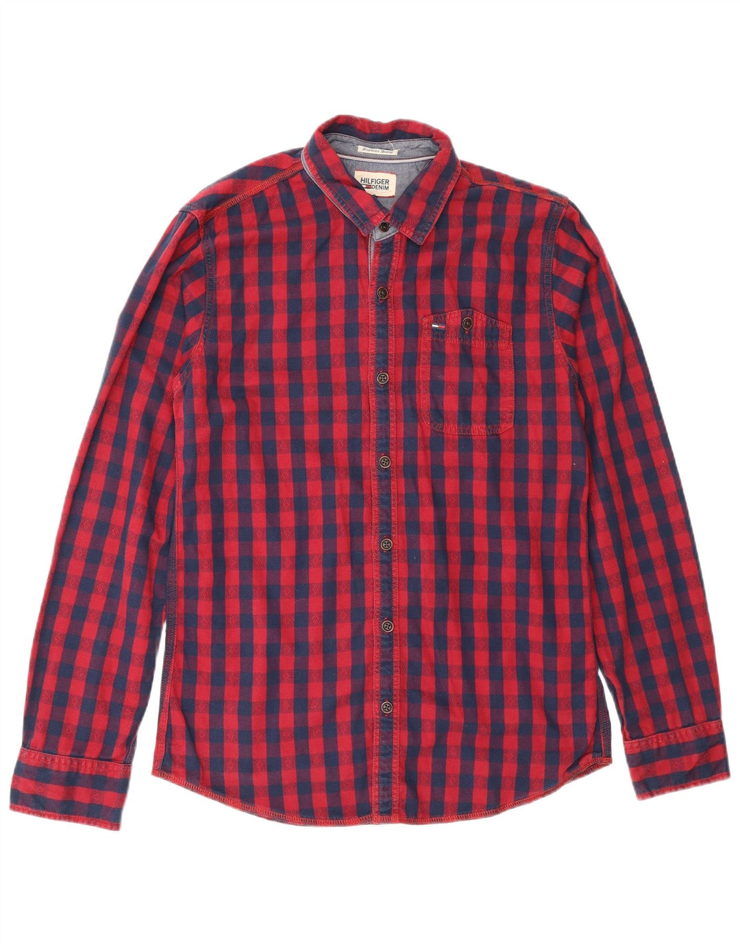 Tommy Hilfiger Herre Regular Fit skjorte Lille rød ternet bomuld