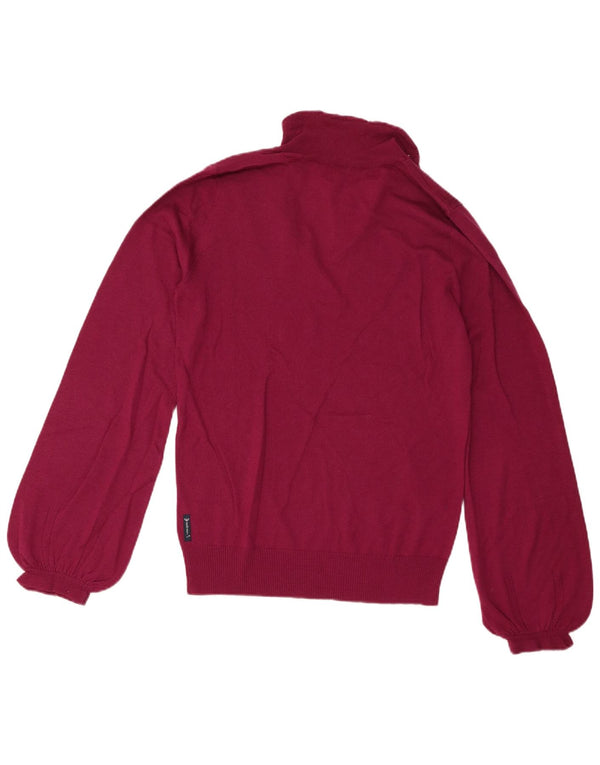 Armani Jeans Dame Polo Neck Jumper Sweater EU 46 XL Maroon Wool