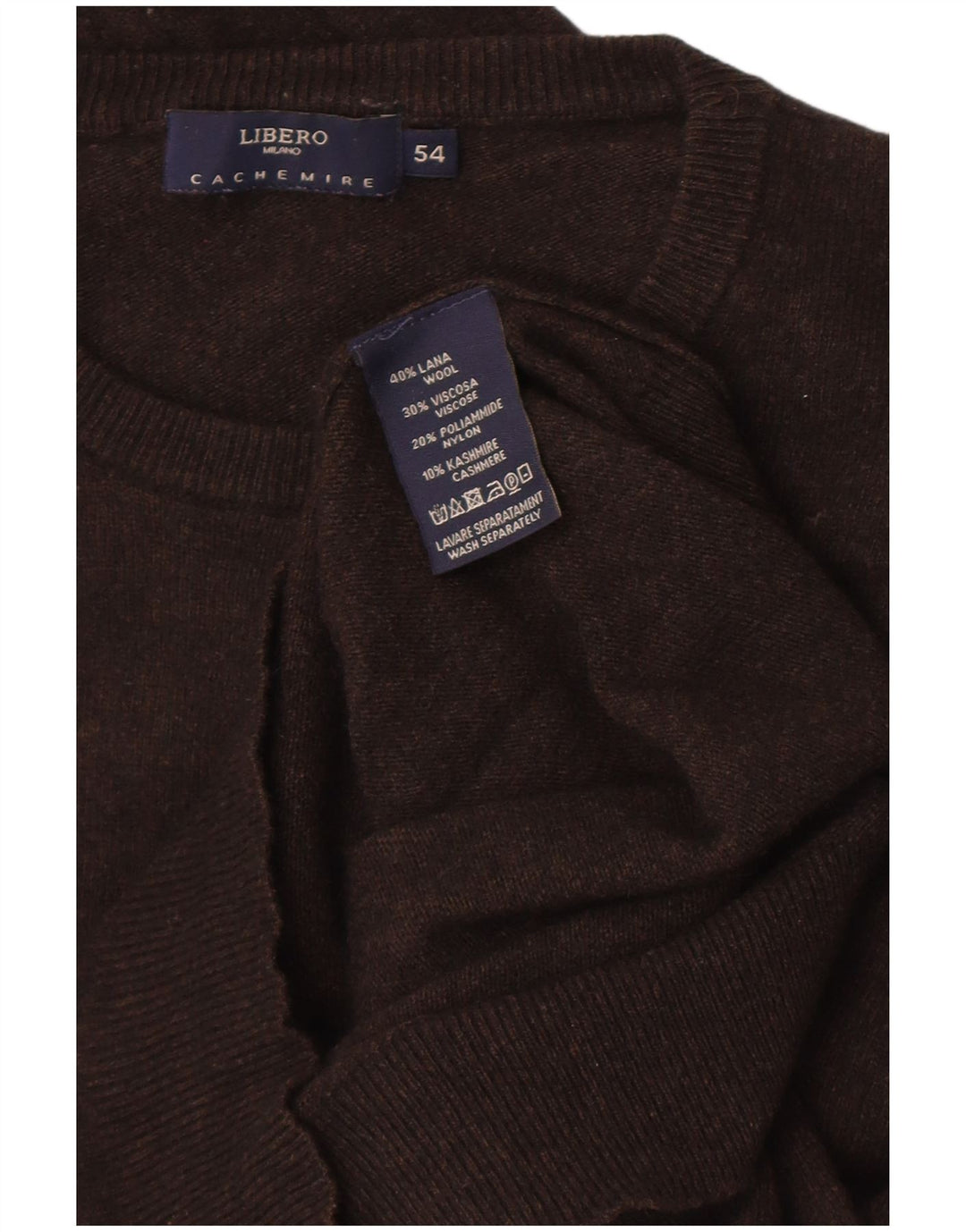 Libero Herre Crew Neck Jumper Sweater IT 54 XL Brun Uld