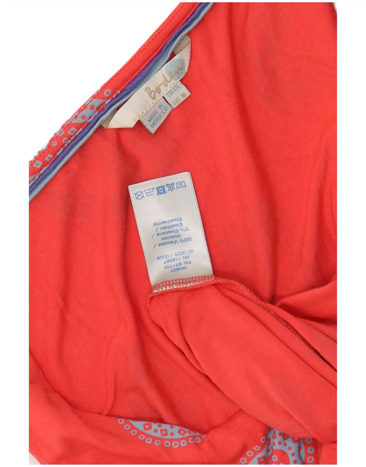 BODEN Dame Langærmet A-Line Kjole UK 12 Medium Rød Paisley Viscose