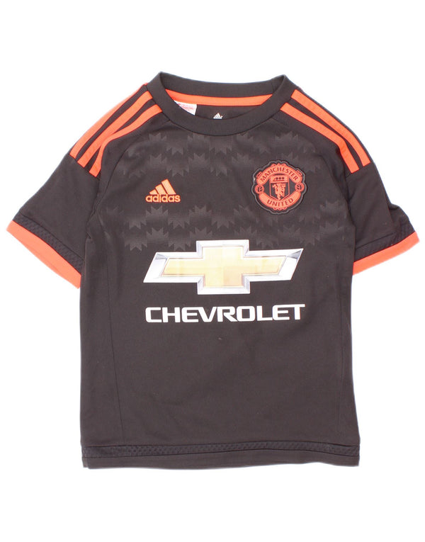 Adidas Boys Manchester United Grafisk T-Shirt Top 7-8 år Sort Polyester