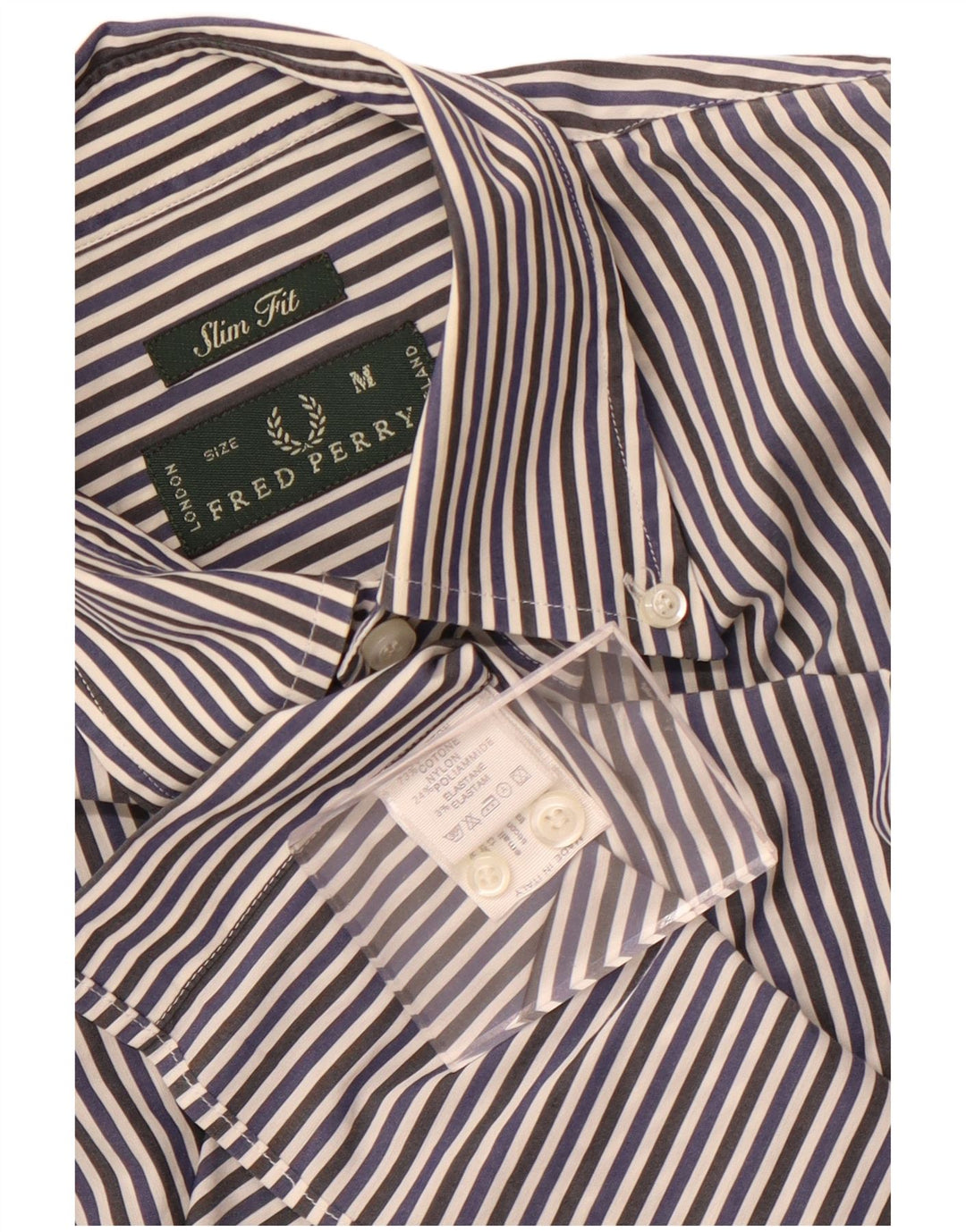 Fred Perry Herre Slim Fit skjorte Medium marineblå nålestribet bomuld