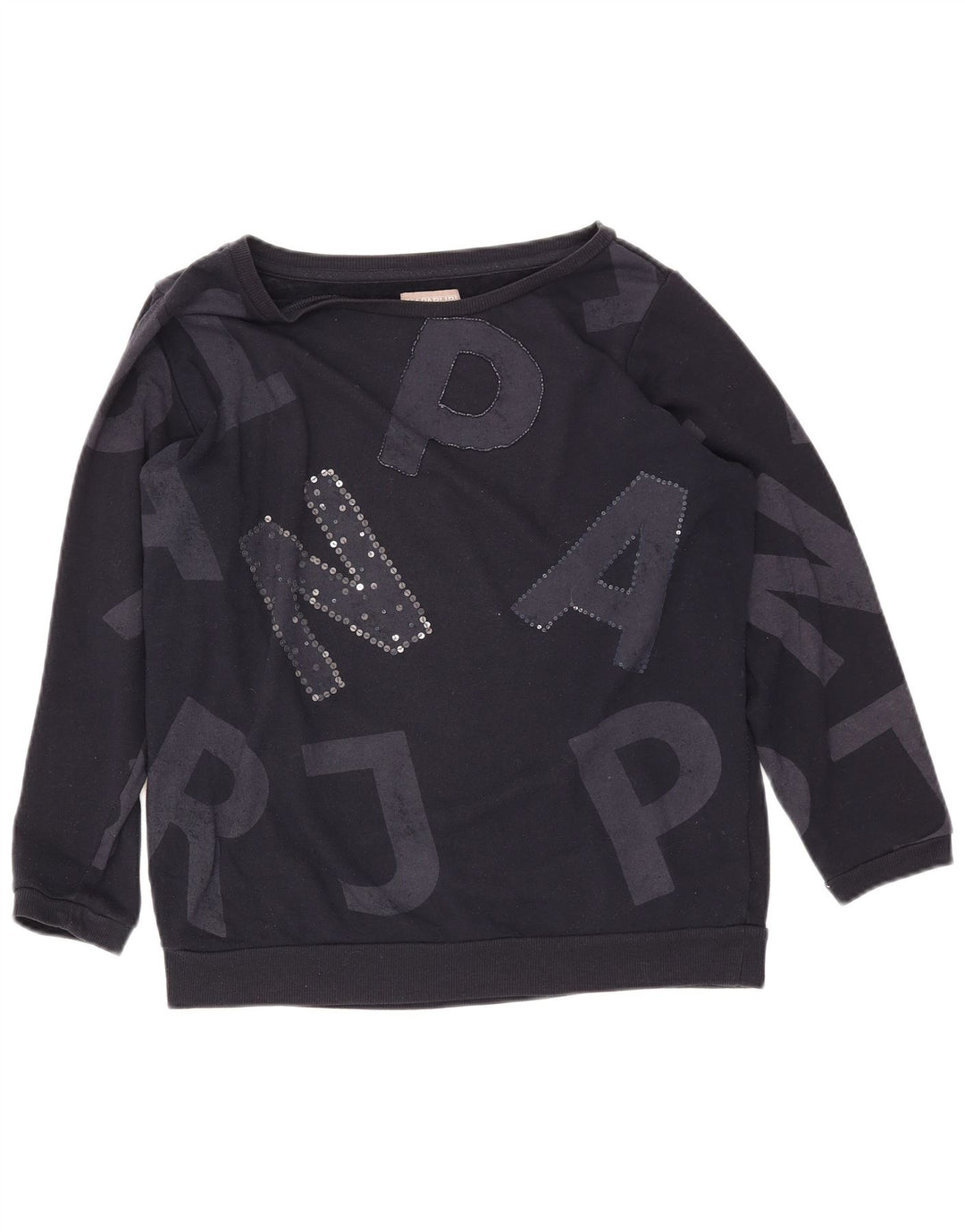 NAPAPIJRI Dame grafisk sweatshirt Jumper UK 14 Large Navy Blue