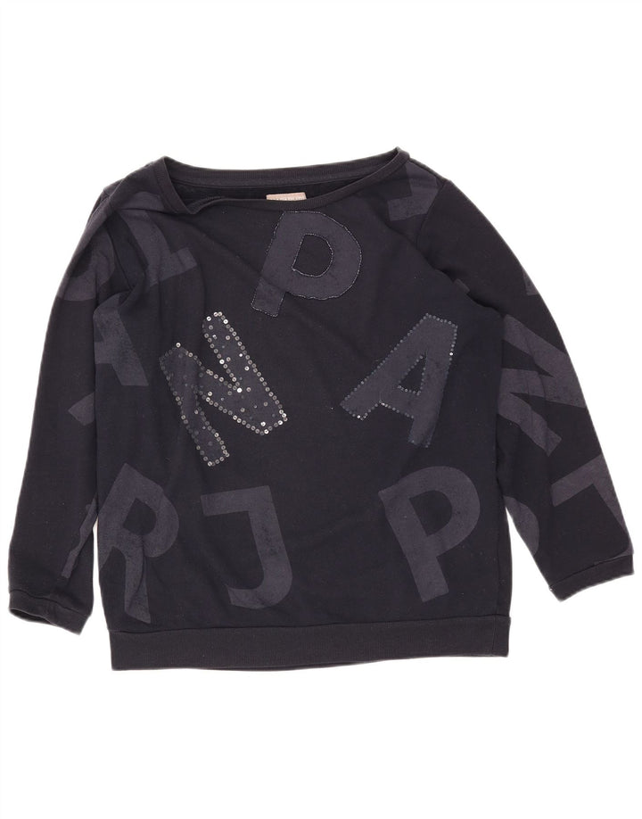 NAPAPIJRI Dame grafisk sweatshirt Jumper UK 14 Large Navy Blue